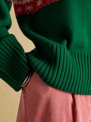Joules Flocking Around Green Fairisle Christmas Jumper - Image 8 of 9
