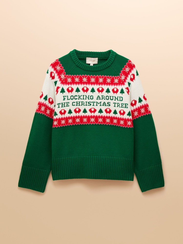Joules Flocking Around Green Fairisle Christmas Jumper - Image 9 of 9 Joules Flocking Around Green Fairisle Christmas Jumper - Image 9 of 9