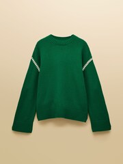 Joules Alexandra Green Blanket Stitch Jumper - Image 7 of 7