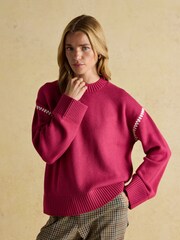 Joules Alexandra Pink Blanket Stitch Jumper - Image 1 of 8