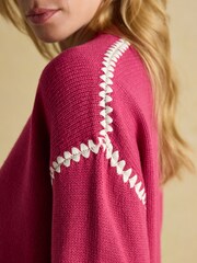 Joules Alexandra Pink Blanket Stitch Jumper - Image 6 of 8