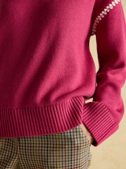 Joules Alexandra Pink Blanket Stitch Jumper - Image 7 of 8