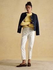 Joules Classic Cable Yellow Cotton Crew Neck Jumper - Image 5 of 7