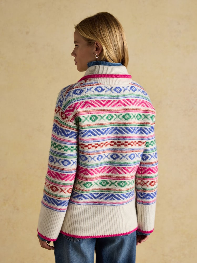 Joules Allaway Multi Fair Isle Quarter Zip Knitted Jumper - Image 2 of 7 Joules Allaway Multi Fair Isle Quarter Zip Knitted Jumper - Image 2 of 7