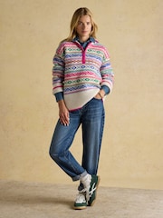 Joules Allaway Multi Fair Isle Quarter Zip Knitted Jumper - Image 3 of 7