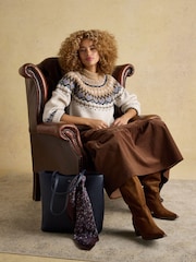 Joules Charlie Cream & Brown Fairisle Knitted Jumper - Image 6 of 8