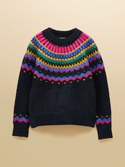 Joules Charlie Navy Fairisle Knitted Jumper - Image 8 of 8