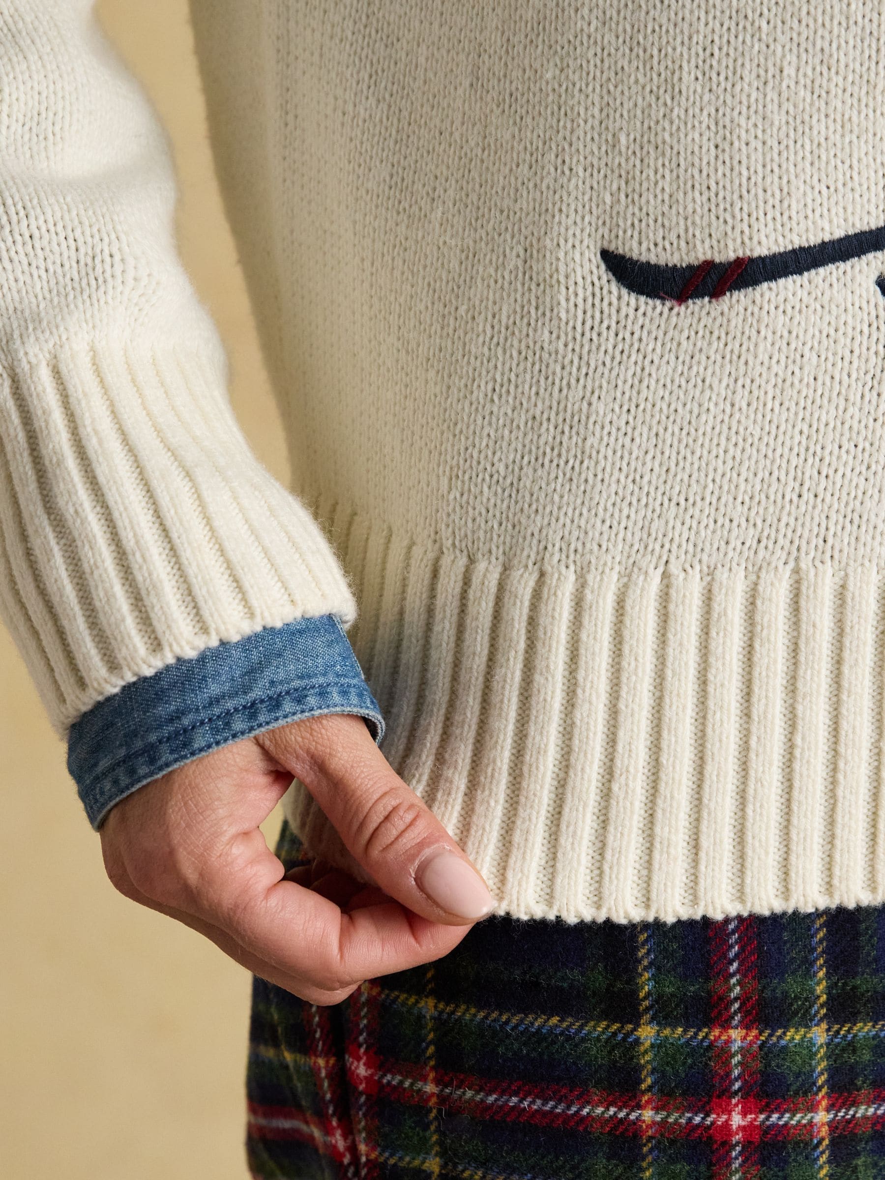 JOURS+ Box Slit Pullover（完売品）ショート丈 Buy Joules Cream Skiing Jonty Fox Embroidered Cotton-Rich Crew