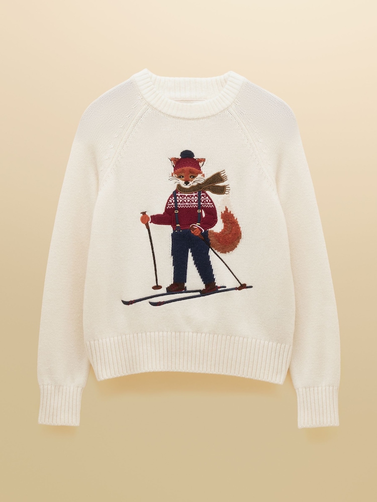 Joules Jonty Skiing Intarsia Cotton-Rich Crew Neck Jumper - Image 8 of 8 Joules Jonty Skiing Intarsia Cotton-Rich Crew Neck Jumper - Image 8 of 8