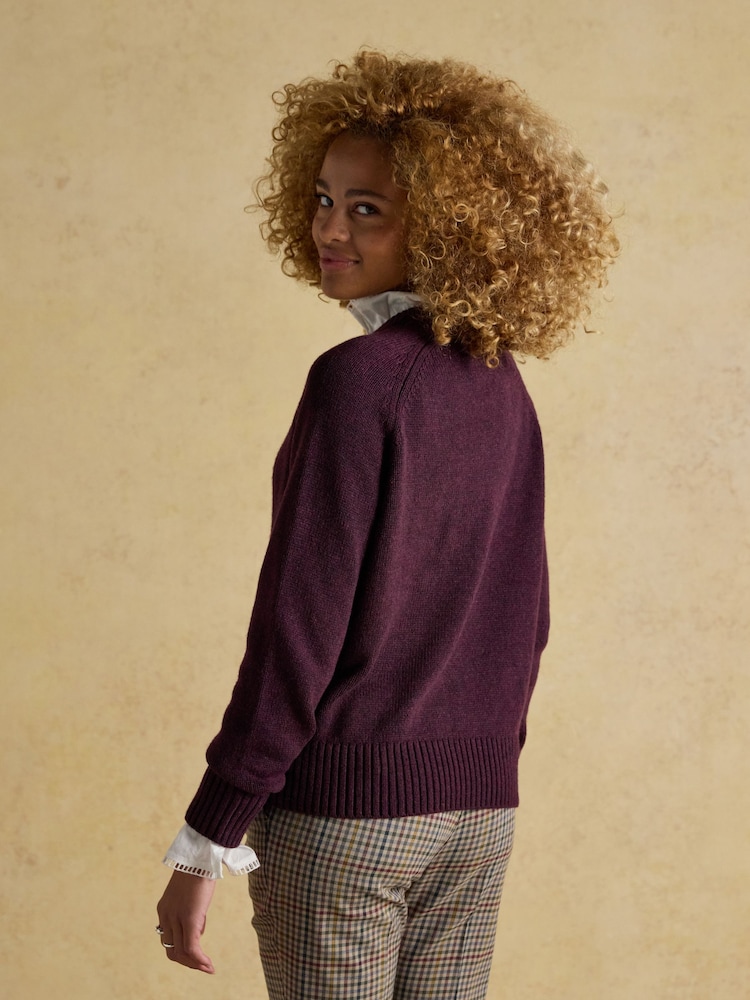 Joules Jonty Wine Red Crew Neck Intarsia Jumper - Image 2 of 9