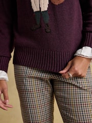Joules Jonty Wine Red Crew Neck Intarsia Jumper - Image 8 of 9