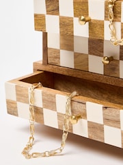 Oliver Bonas Natural Chequerboard Resin & Wood Storage Drawers - Image 4 of 4