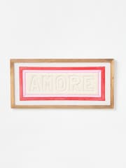 Oliver Bonas Pink Amore Fabric Framed Wall Art - Image 1 of 3