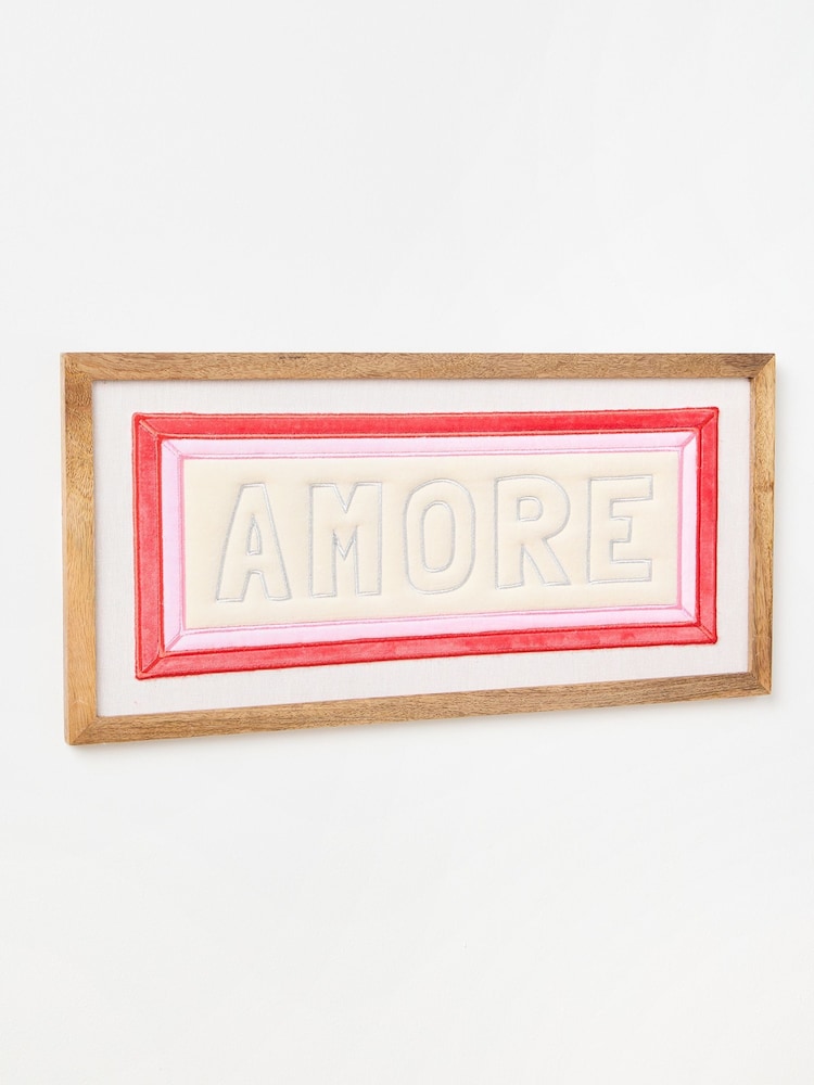 Oliver Bonas Pink Amore Fabric Framed Wall Art - Image 2 of 3