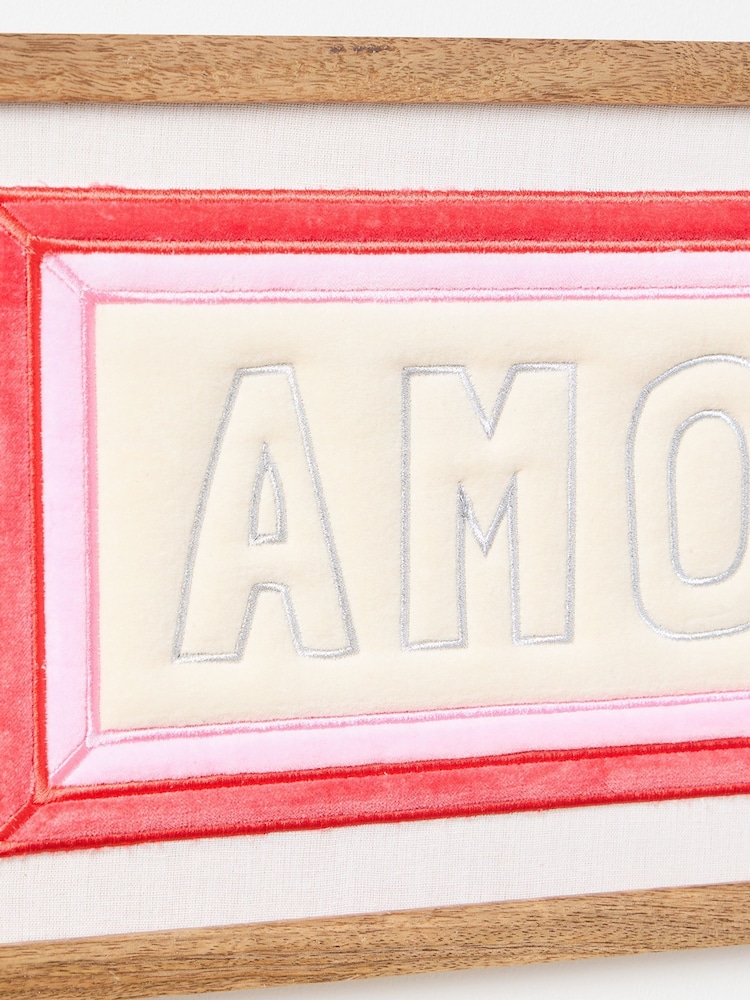 Oliver Bonas Pink Amore Fabric Framed Wall Art - Image 3 of 3
