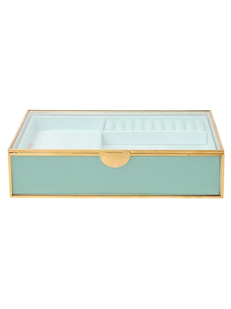 Oliver Bonas Blue Gold & Glass Satin Jewellery Box - Image 5 of 5