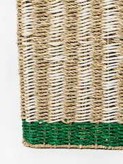 Oliver Bonas Green Stripe Seagrass Laundry Basket Small - Image 5 of 6