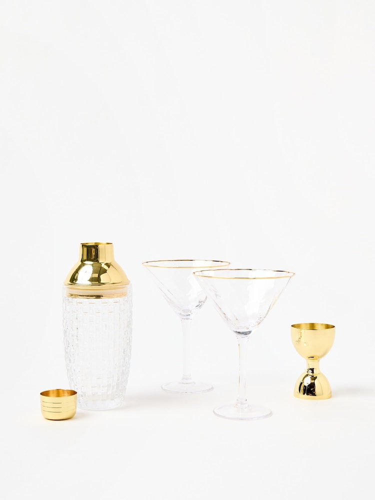 Oliver Bonas Gold Espresso Martini Cocktail Glasses Gift Set - Image 2 of 3