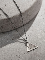 Posh Totty Designs Mens Silver Tone Personalised Prism Necklace - Image 1 of 3