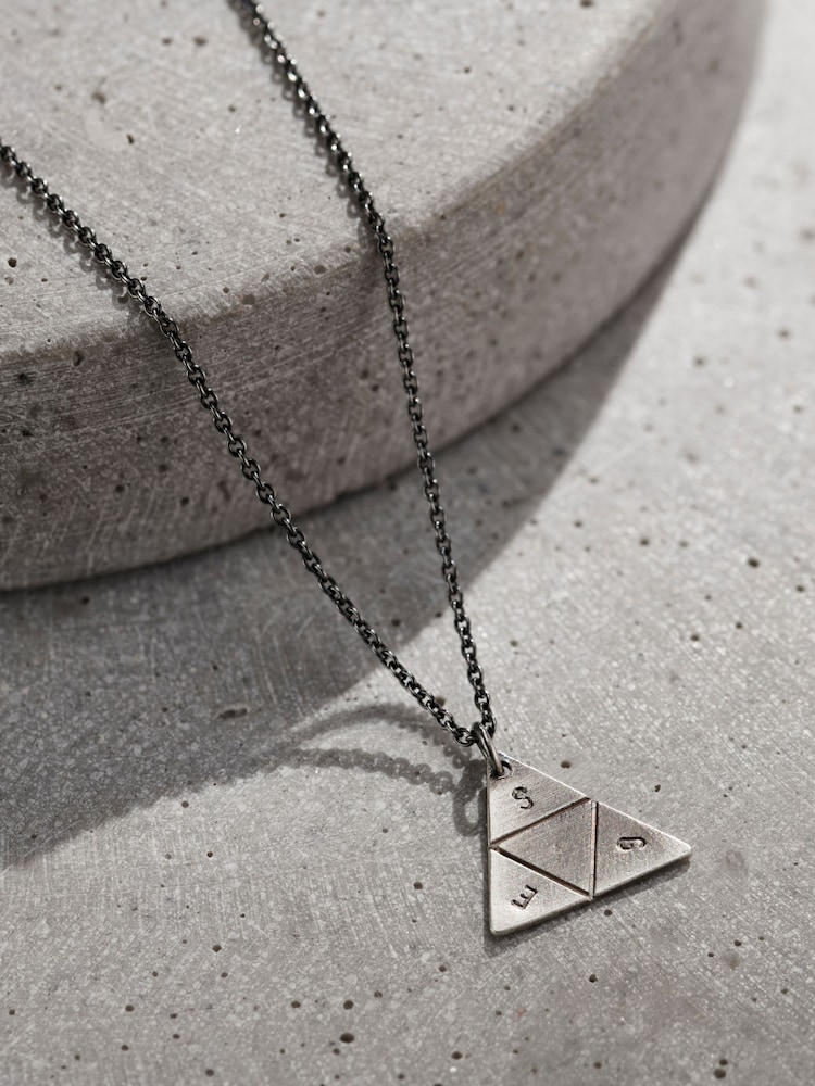 Posh Totty Designs Mens Silver Tone Personalised Prism Necklace - Image 1 of 3