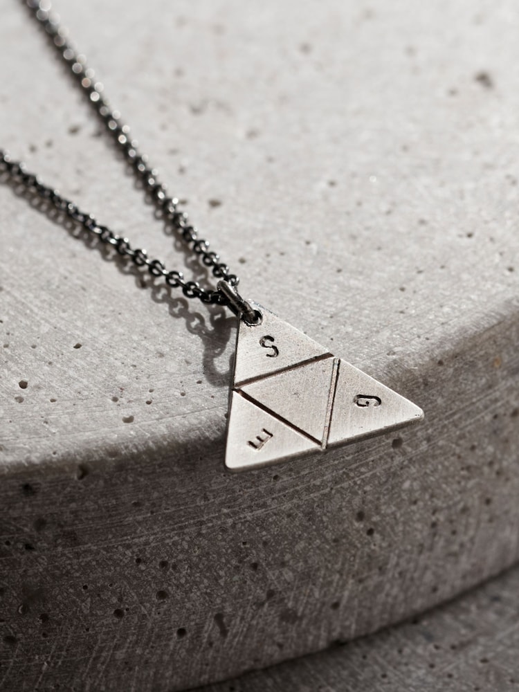 Posh Totty Designs Mens Silver Tone Personalised Prism Necklace - Image 2 of 3