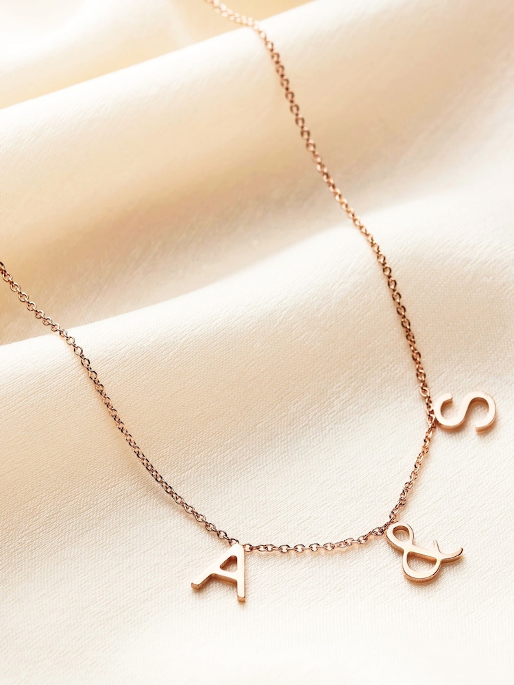 Posh Totty Designs Gold Tone Initial Station Personalise Necklace - Image 1 of 3