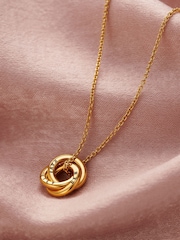 Posh Totty Designs Gold Tone Personalised Micro Russian Ring Necklace - Image 1 of 3