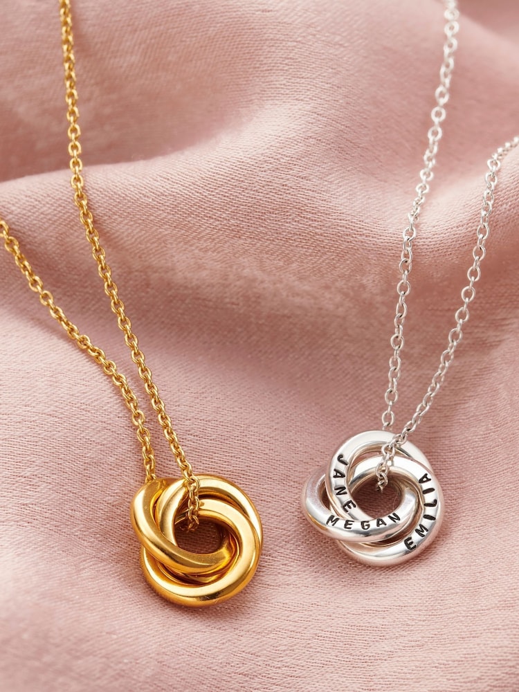 Posh Totty Designs Gold Tone Personalised Micro Russian Ring Necklace - Image 2 of 3