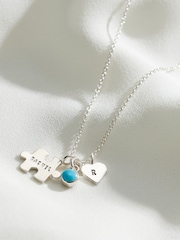 Posh Totty Designs Silver Tone Jigsaw Personalised Charm Necklace - Image 1 of 4