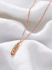 Posh Totty Designs Gold Tone Personalised Peapod Charm Necklace - Image 1 of 3