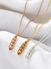 Posh Totty Designs Gold Tone Personalised Peapod Charm Necklace - Image 2 of 3
