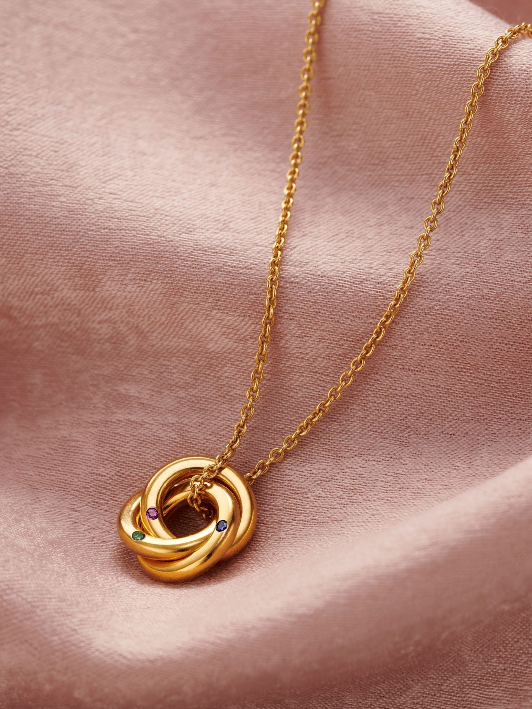 Posh Totty Designs Gold Tone Micro Personalised Birthstone Russian Ring Necklace