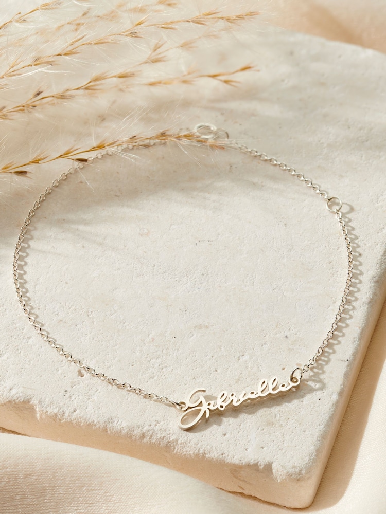 Posh Totty Designs Silver Tone Petite Script Name Bracelet - Image 1 of 5