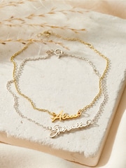 Posh Totty Designs Silver Tone Petite Script Name Bracelet - Image 3 of 5