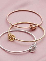 Posh Totty Designs Gold Tone Personalised Russian Ring Charm Bangle - Image 2 of 3