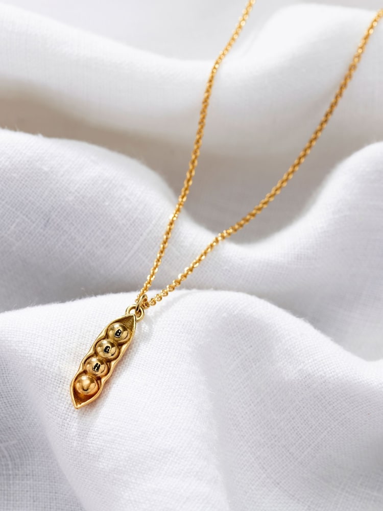 Posh Totty Designs Gold Tone Personalised Peapod Charm Necklace - Image 2 of 3