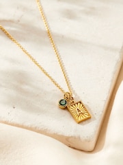 Posh Totty Designs Gold Tone Sunbeam Initial & Birthstone Charm Necklace - Image 1 of 4