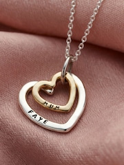 Posh Totty Designs Silver Tone Personalised 9ct Gold Tone Family Heart Necklace - Image 1 of 3