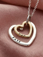 Posh Totty Designs Silver Tone Personalised 9ct Gold Tone Family Heart Necklace - Image 2 of 3