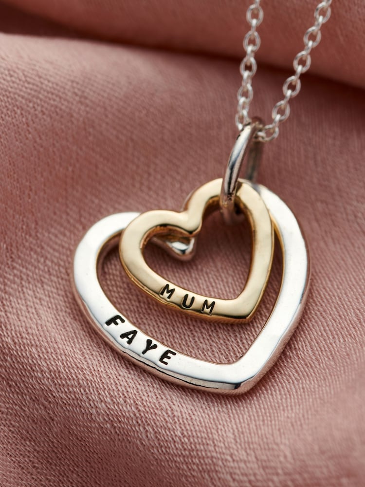 Posh Totty Designs Silver Tone Personalised 9ct Gold Tone Family Heart Necklace - Image 2 of 3