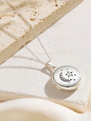 Posh Totty Designs Silver Tone Personalised Celestial Locket Necklace - Image 1 of 3