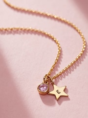Posh Totty Designs Gold Tone Birthstone & Initial Star Charm Necklace - Image 1 of 4