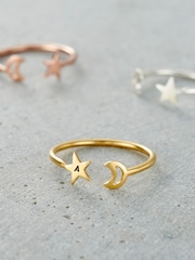 Posh Totty Designs Gold Tone Personalised Moon & Star Open Ring - Image 2 of 4