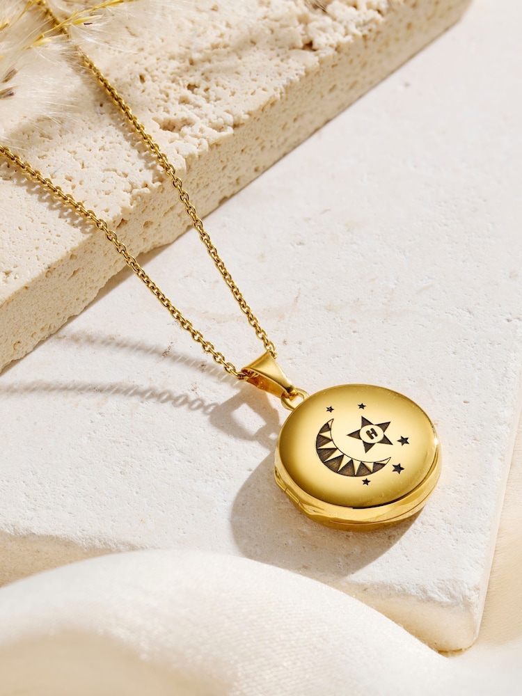 Posh Totty Designs Personalised Celestial Locket Necklace - Image 1 of 3