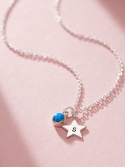 Posh Totty Designs Silver Tone Birthstone & Initial Star Charm Necklace - Image 1 of 4