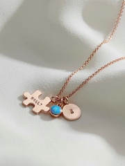Posh Totty Designs Gold Tone Jigsaw Personalised Charm Necklace - Image 1 of 4