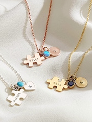 Posh Totty Designs Gold Tone Jigsaw Personalised Charm Necklace - Image 2 of 4