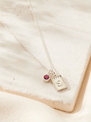 Posh Totty Designs Silver Tone Sunbeam Initial & Birthstone Charm Necklace - Image 1 of 4