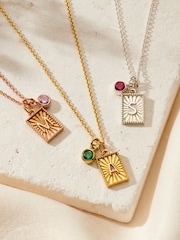 Posh Totty Designs Silver Tone Sunbeam Initial & Birthstone Charm Necklace - Image 2 of 4