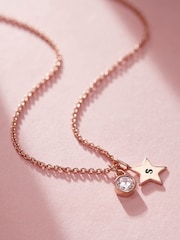 Posh Totty Designs Gold Tone Birthstone & Initial Star Charm Necklace - Image 1 of 4